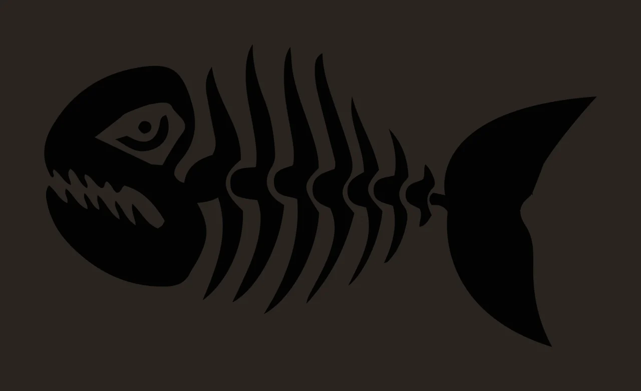 Bones Black Silhouette Of A Fish Skeleton stationary skull contrast preview thumbnail