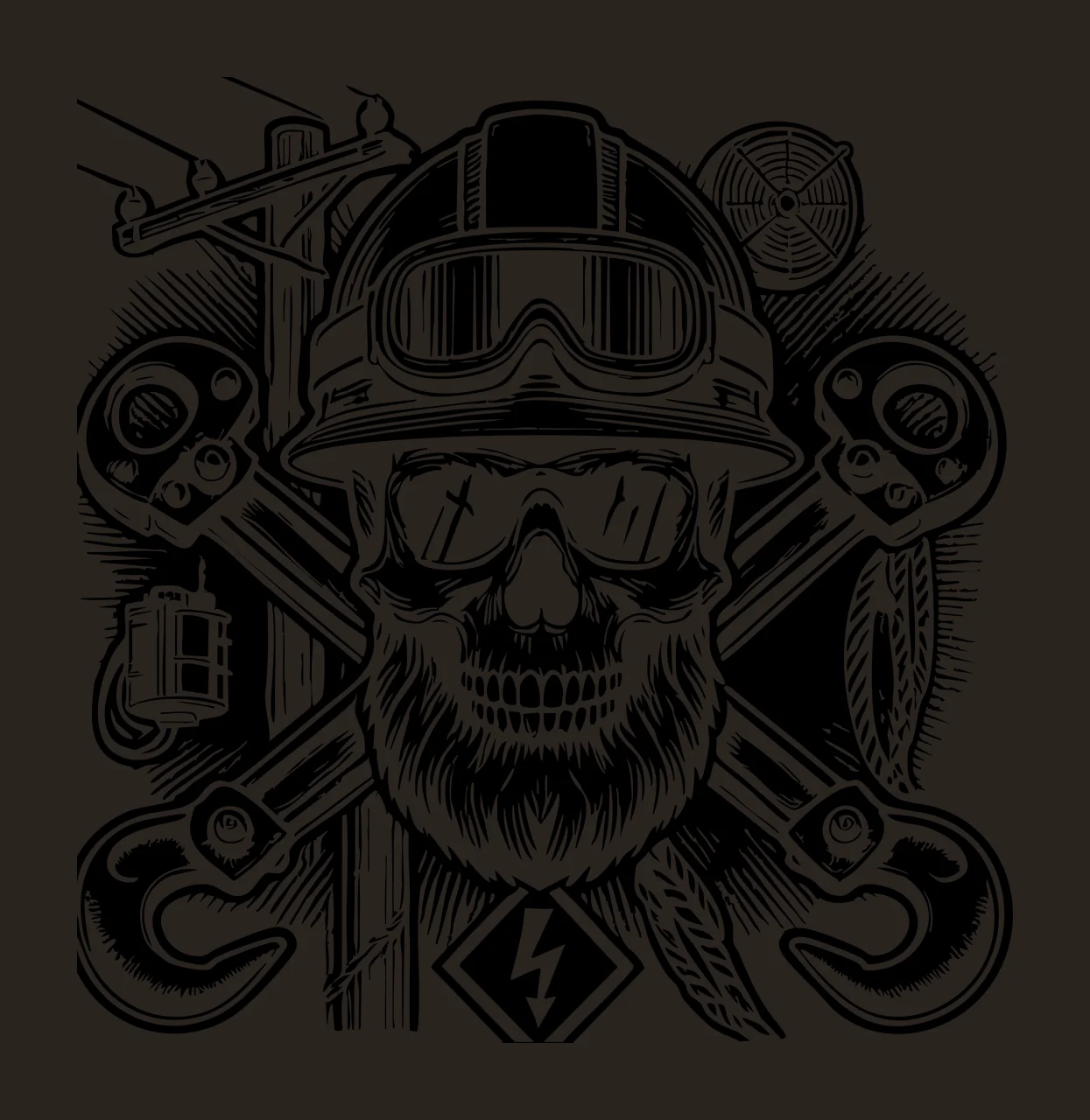 Skull With Construction Helmet And Hooks theme lightning bolt contrast preview thumbnail