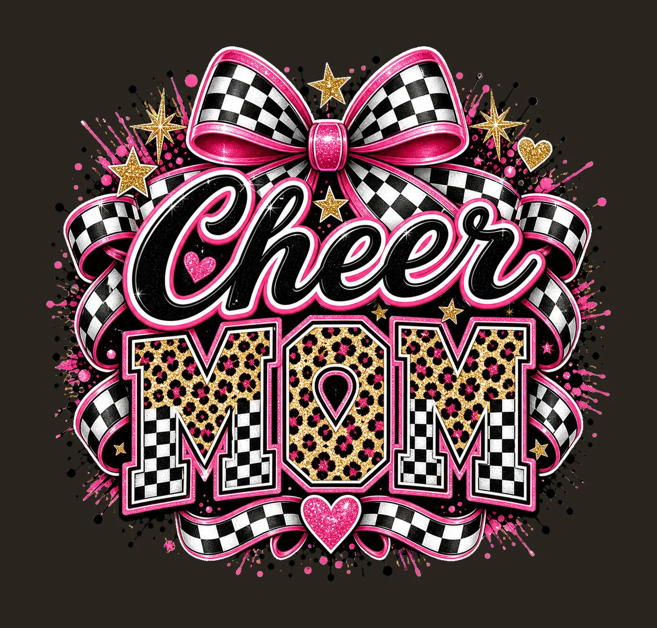 Checkered Coquette Cheer Mom Cheerleader Team Variation E contrast preview thumbnail