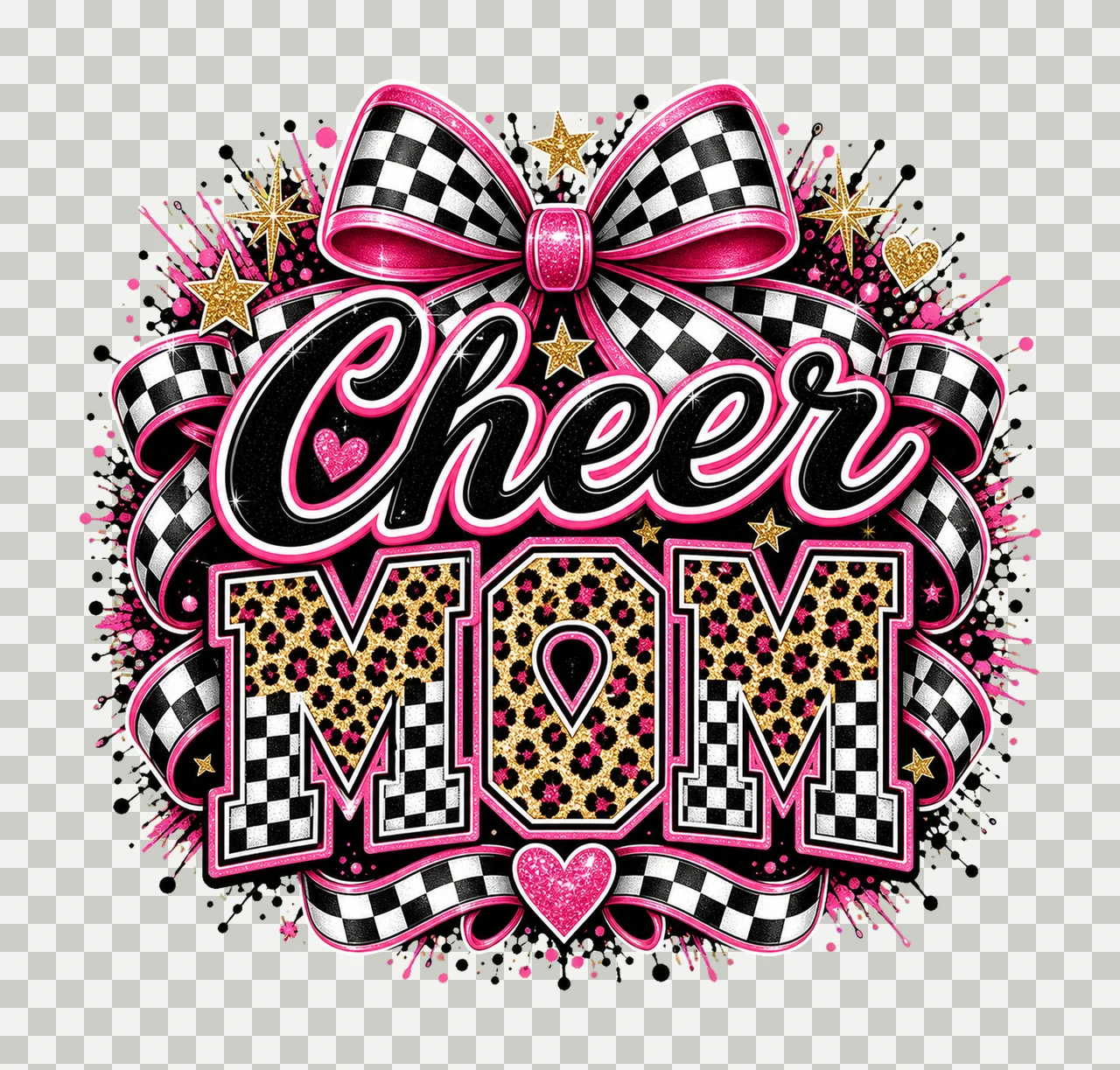 Checkered Coquette Cheer Mom Cheerleader Team Variation E transparency and detail preview thumbnail