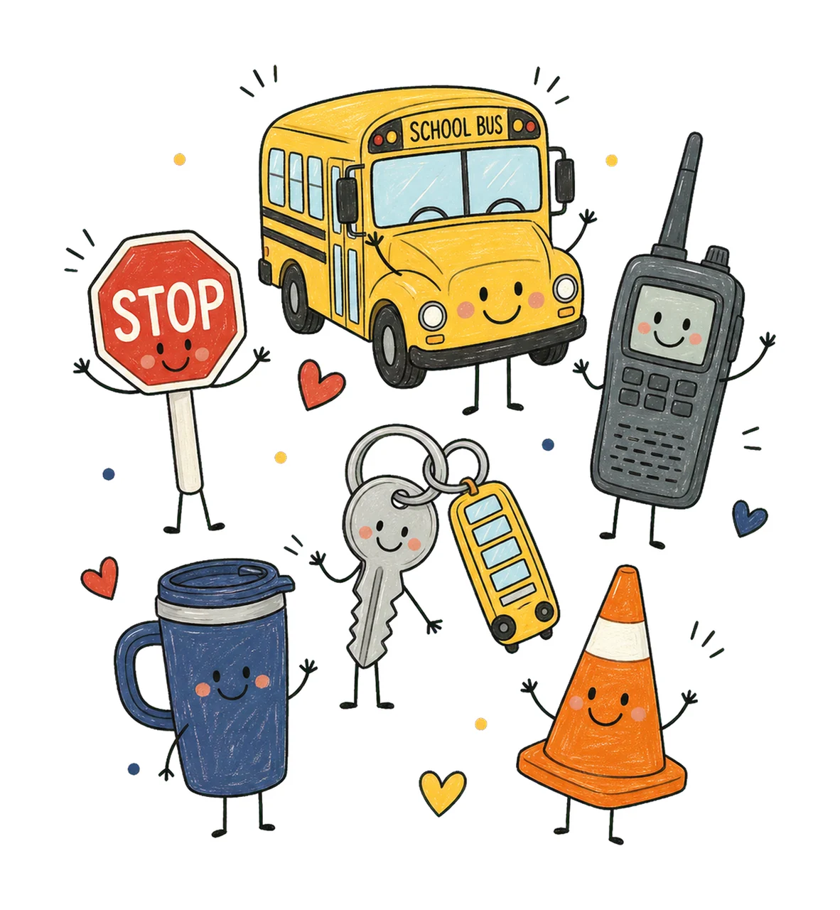 Bus Driver Doodle Character School Bus Driver Variation C