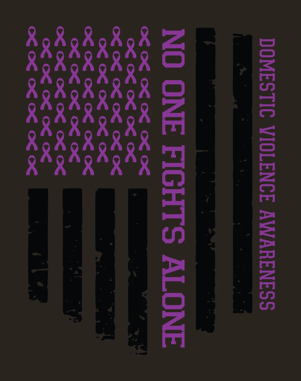 No One Fights Alone Domestic Violence Awareness flag ribbons contrast preview thumbnail