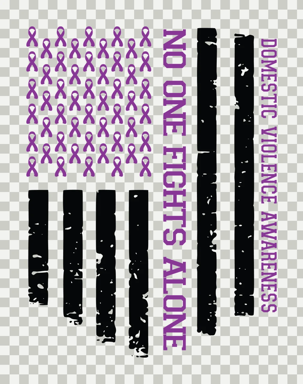 No One Fights Alone Domestic Violence Awareness flag ribbons transparency and detail preview thumbnail