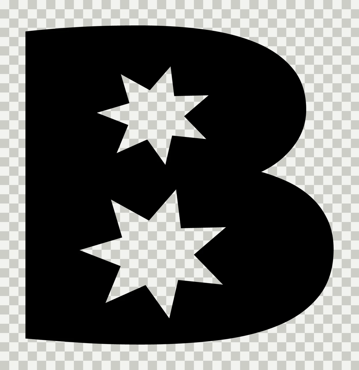 B Letter With Two Stars transparency and detail preview thumbnail