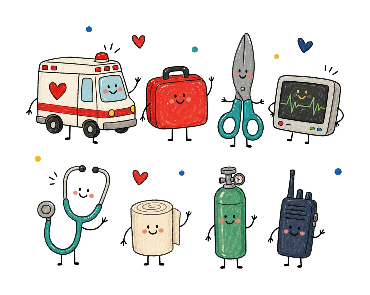 EMT Doodle Character Emergency Medical Variation B