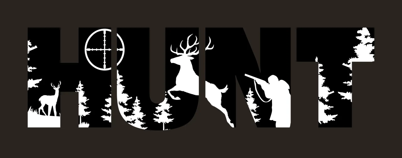 Hunt Text With Woodland Silhouette word standing deer forest contrast preview thumbnail