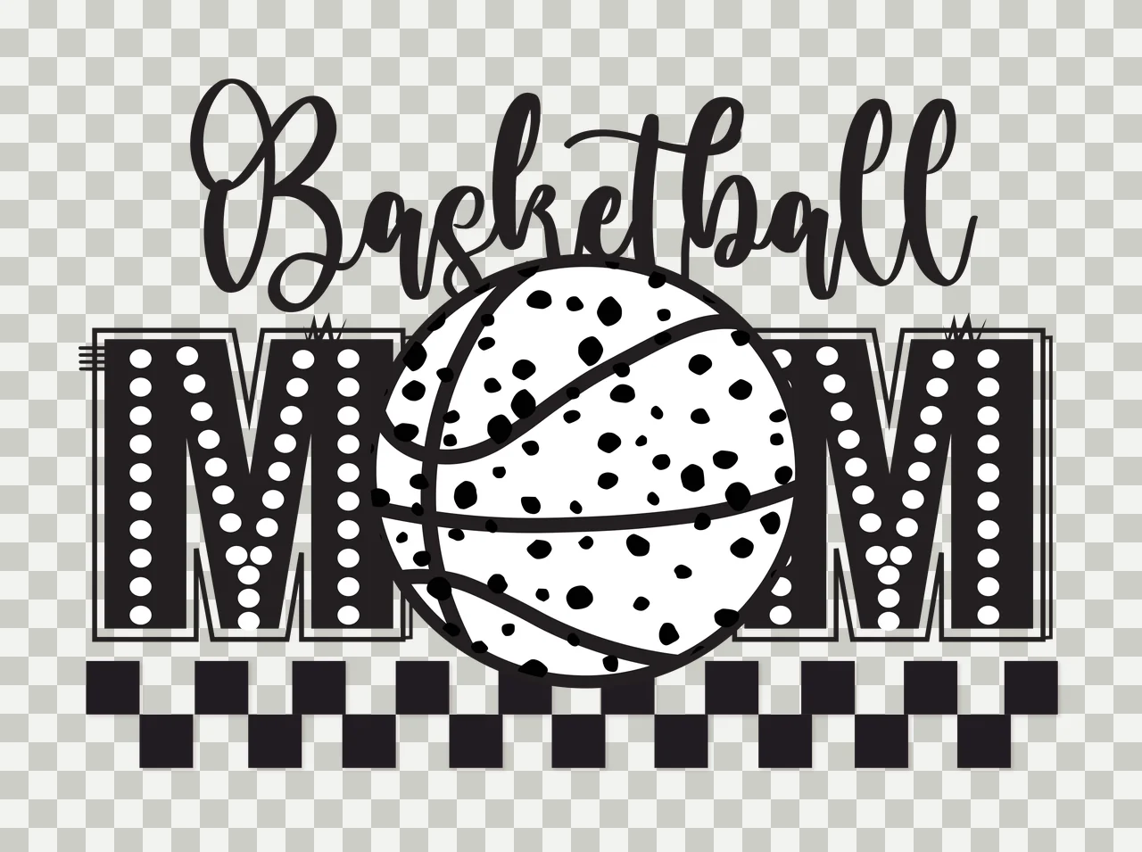 Basketball Mom Typography With Checkered Border decorating transparency and detail preview thumbnail