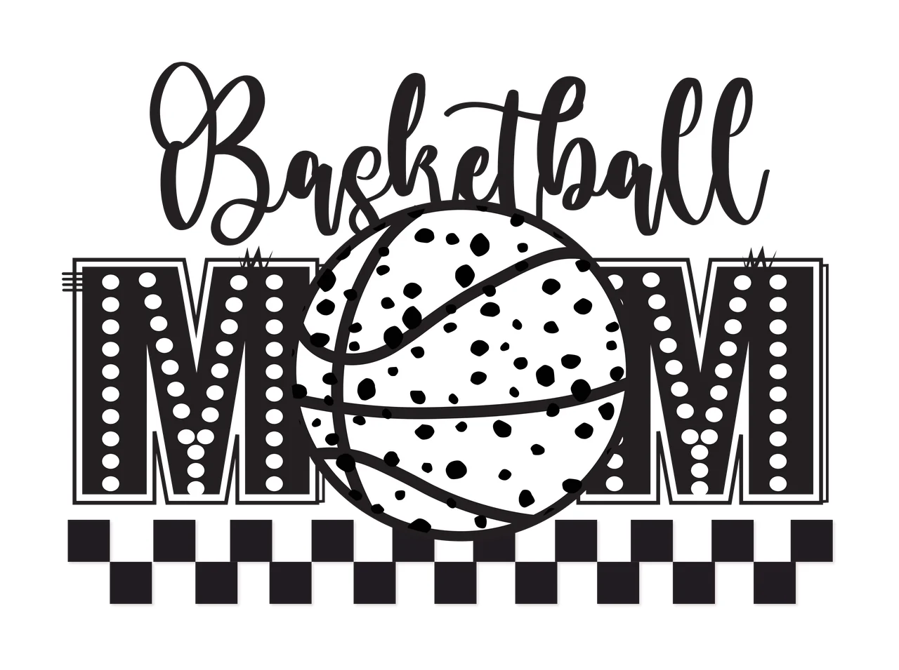 Basketball Mom Typography With Checkered Border decorating