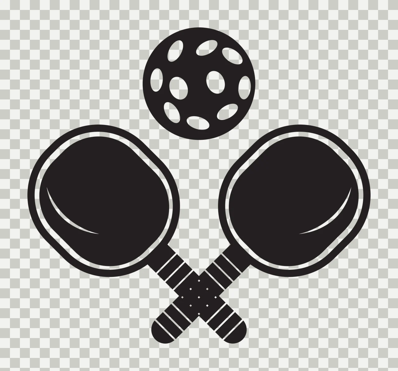 Crossed Paddles With Ball Silhouette black white sport and transparency and detail preview thumbnail