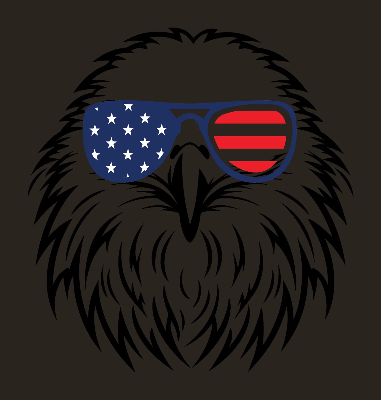 Eagle Head Wearing Mismatched Sunglasses line art black white contrast preview thumbnail