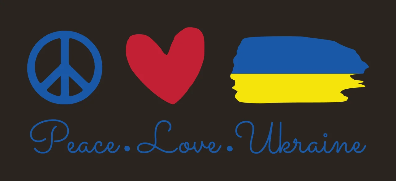 Peace Love Ukraine Symbol Icons sign heart and brush stroke contrast preview thumbnail