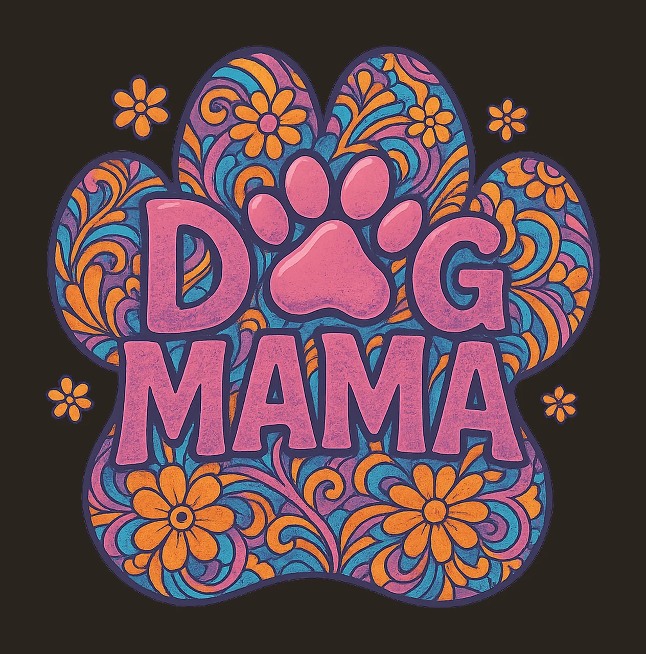 Dog Mama Preppy Dog Mom Flower Design Glitter Coquette Mom contrast preview thumbnail
