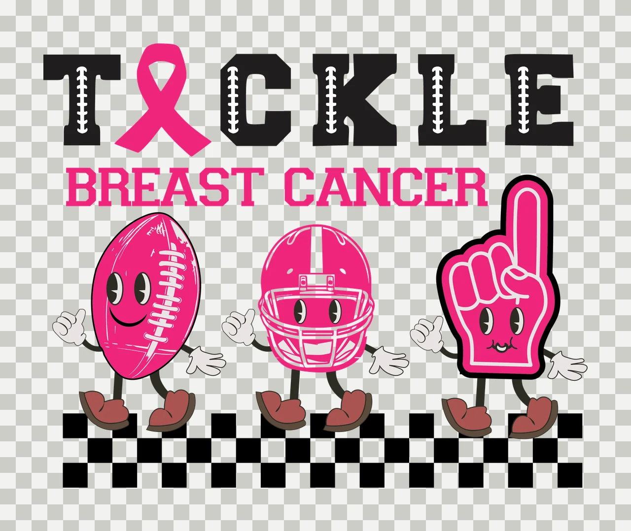 Tackle Breast Cancer Text With Football Helmet and sports equipment transparency and detail preview thumbnail