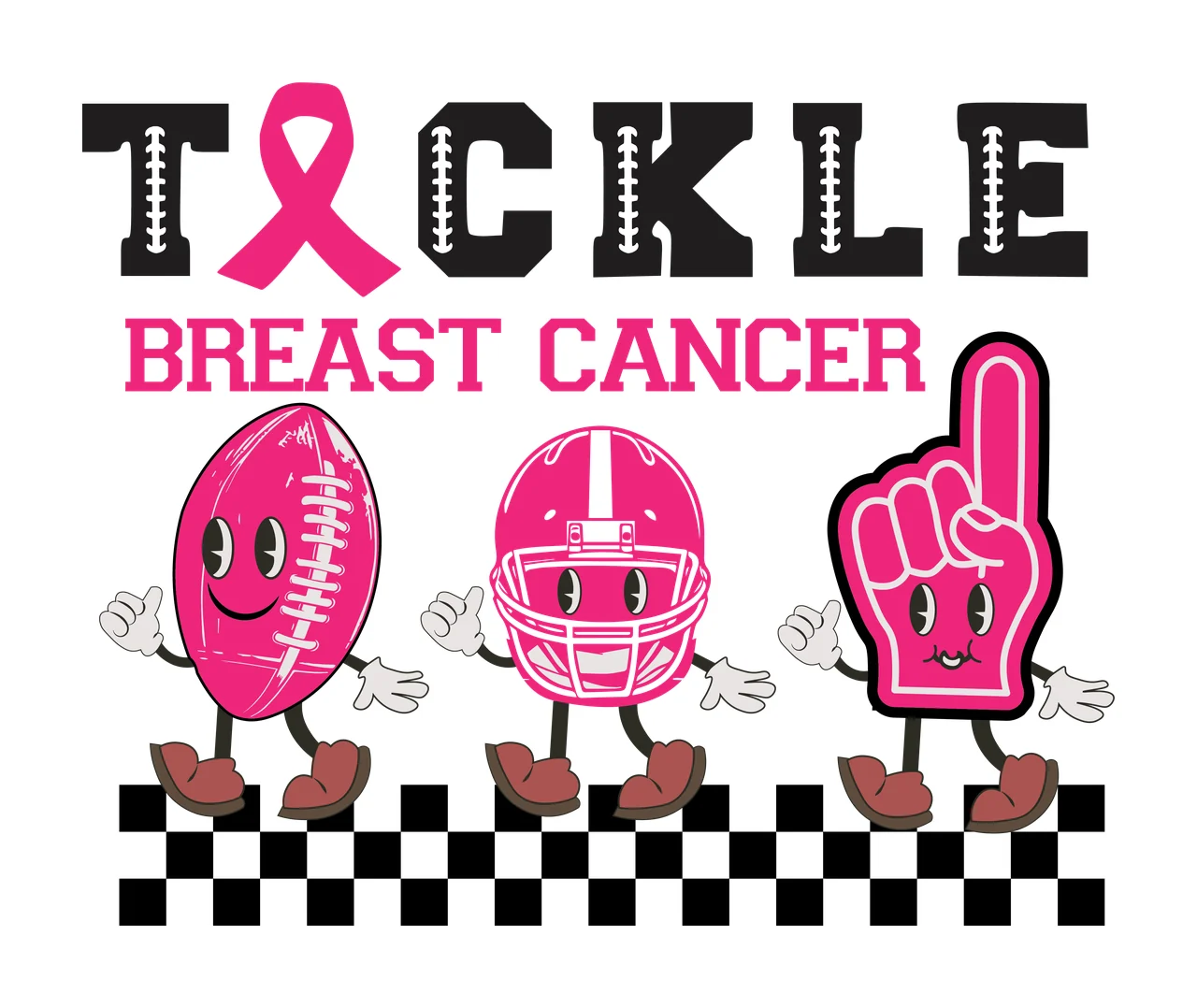 Tackle Breast Cancer Text With Football Helmet and sports equipment