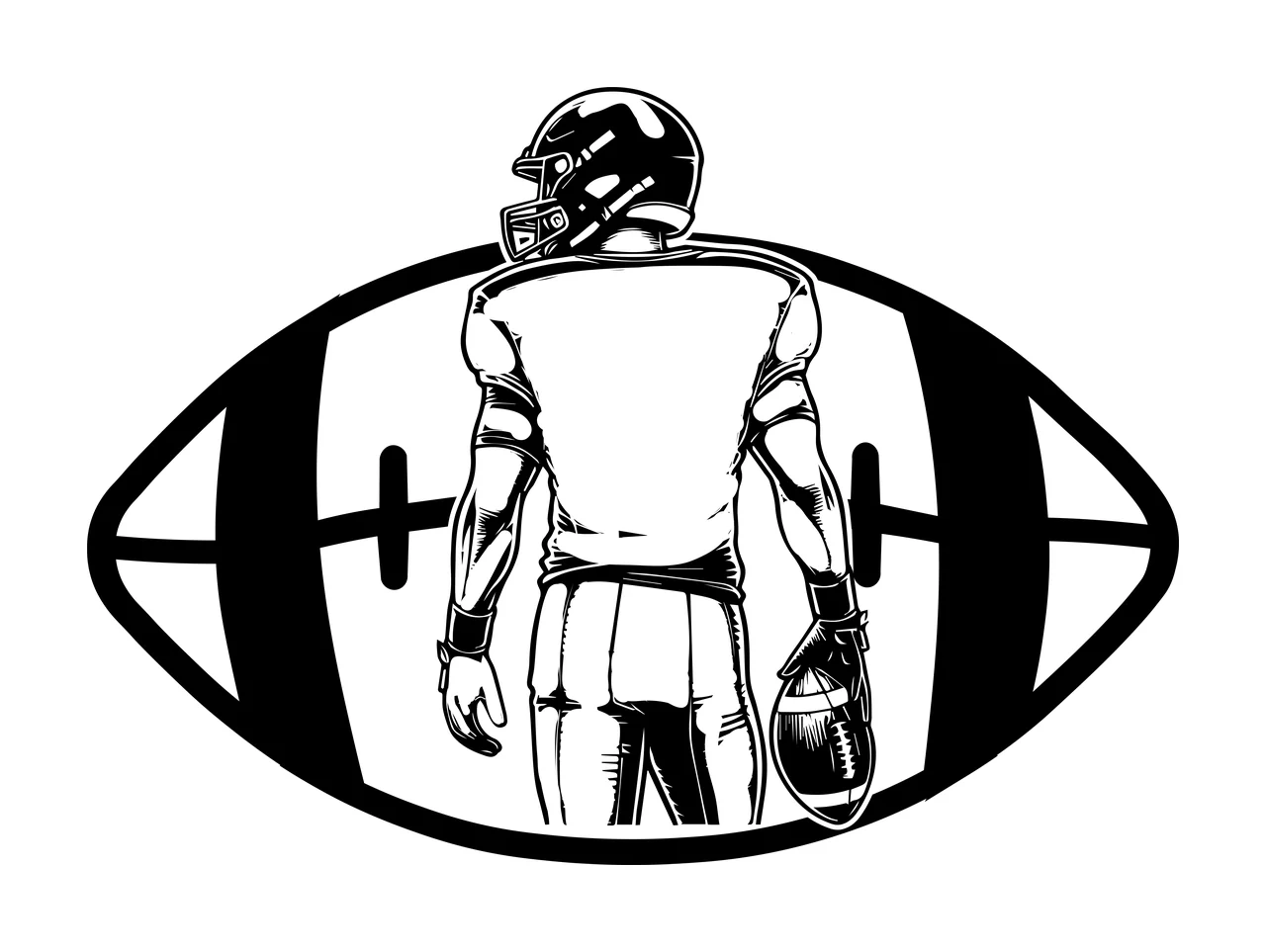 Football Player Player Ball Standing Behind Silhouette helmet