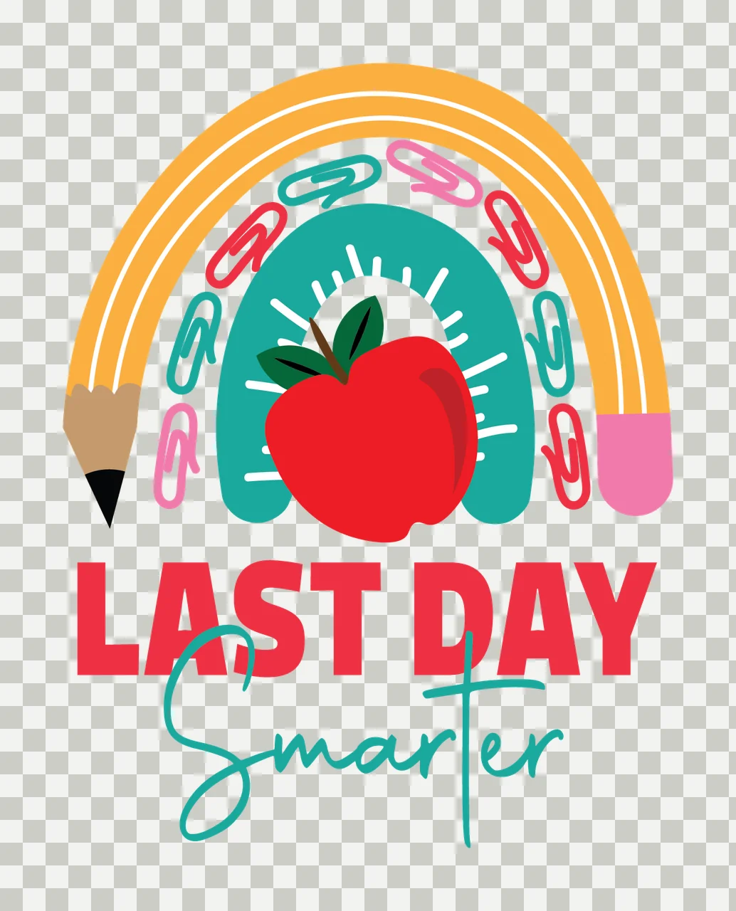 Last Of School Last Day Smarter Text and rainbow graphic paperclips transparency and detail preview thumbnail