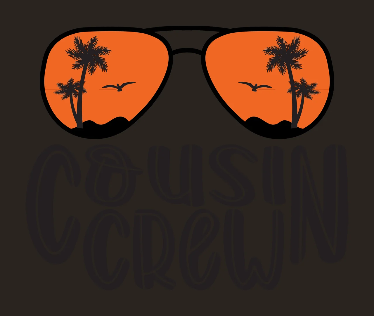 Cousin Crew Text With Aviator Sunglasses wearing black white contrast preview thumbnail