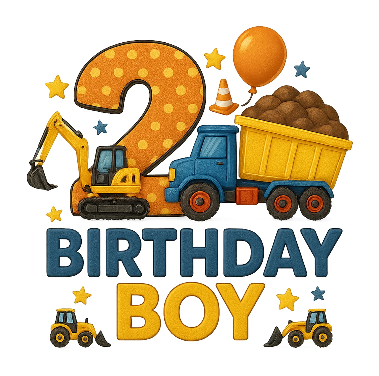 Construction Dump Truck 2nd Birthday Iron On Transfer