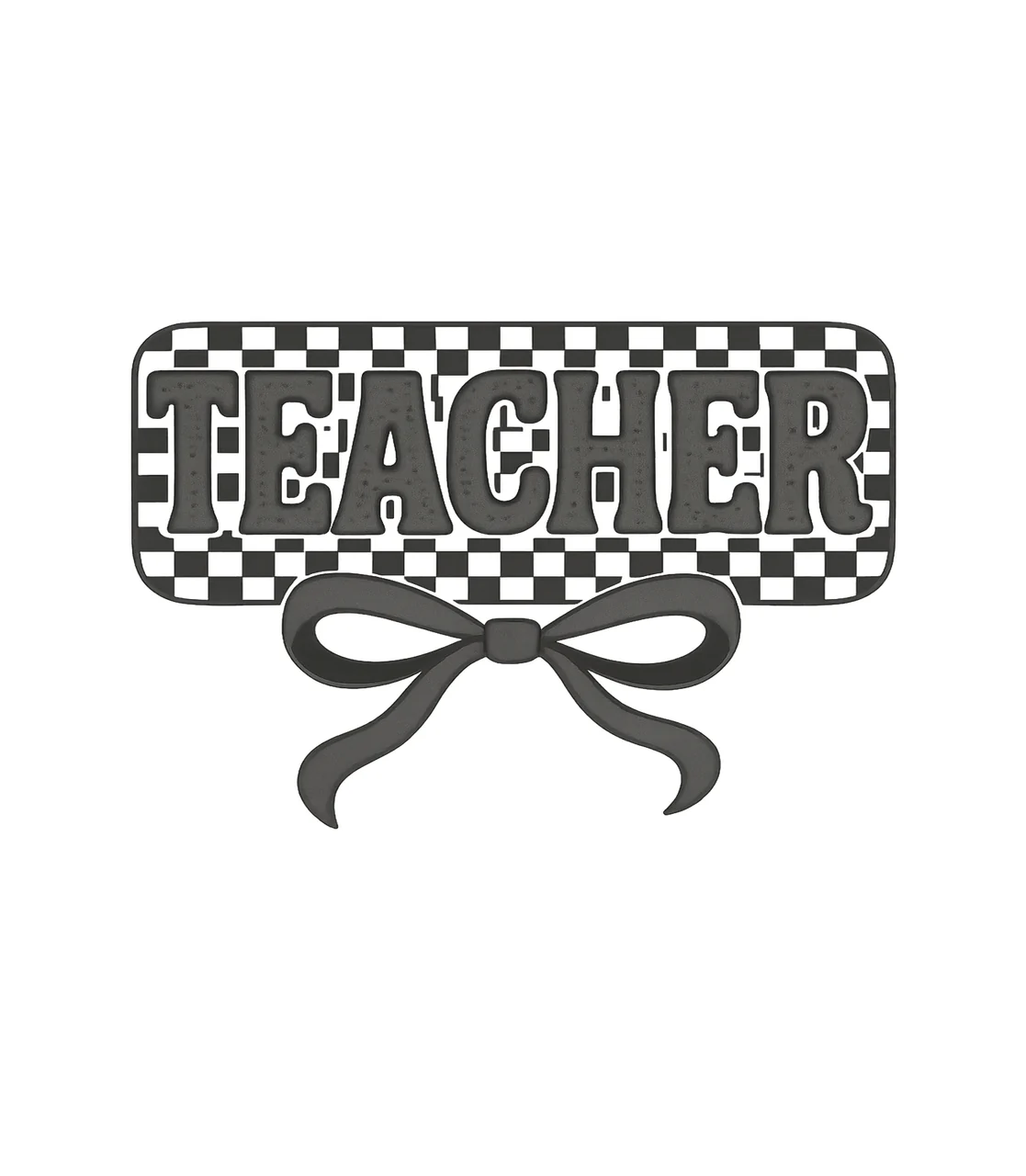 Checkered Bow Teacher Checkerboard Label text pattern