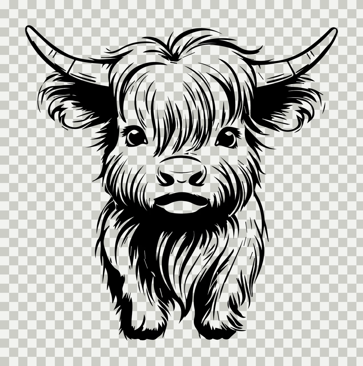Small Furry Animal Head Illustration horns fur ears line art transparency and detail preview thumbnail