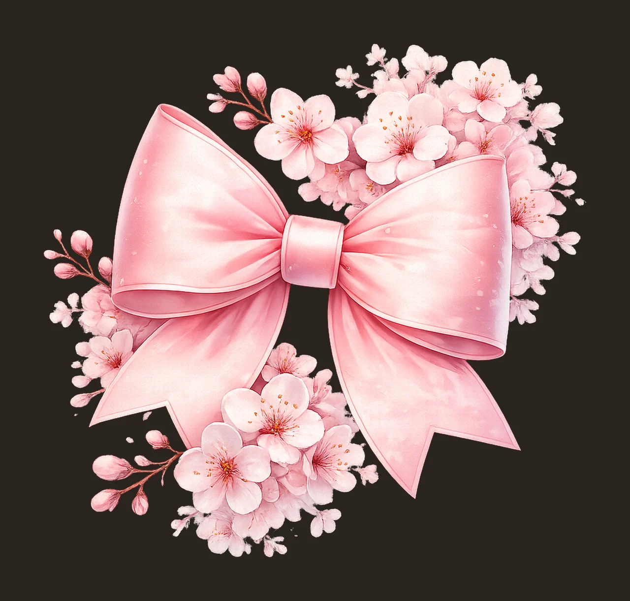 Cherry Blossom Bow Sublimation Design Pink Bow Artwork contrast preview thumbnail