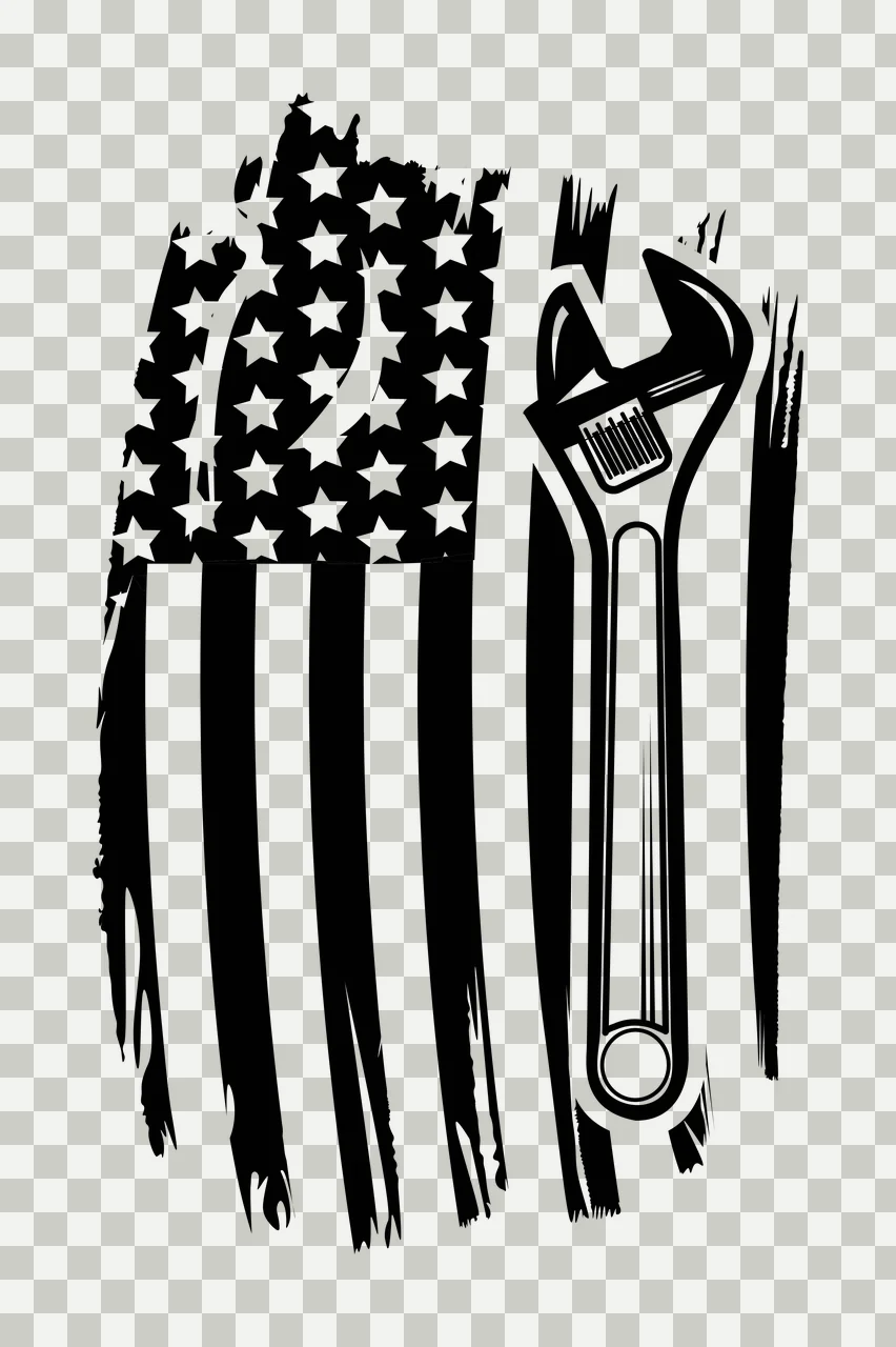 Wrench American Flag Grunge Graphic superimposed distressed transparency and detail preview thumbnail