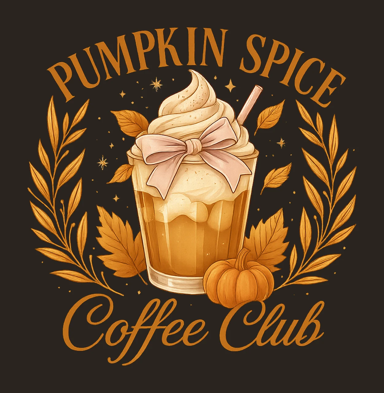 Pumpkin Drink Festive With Glass And Whipped cream ribbon contrast preview thumbnail