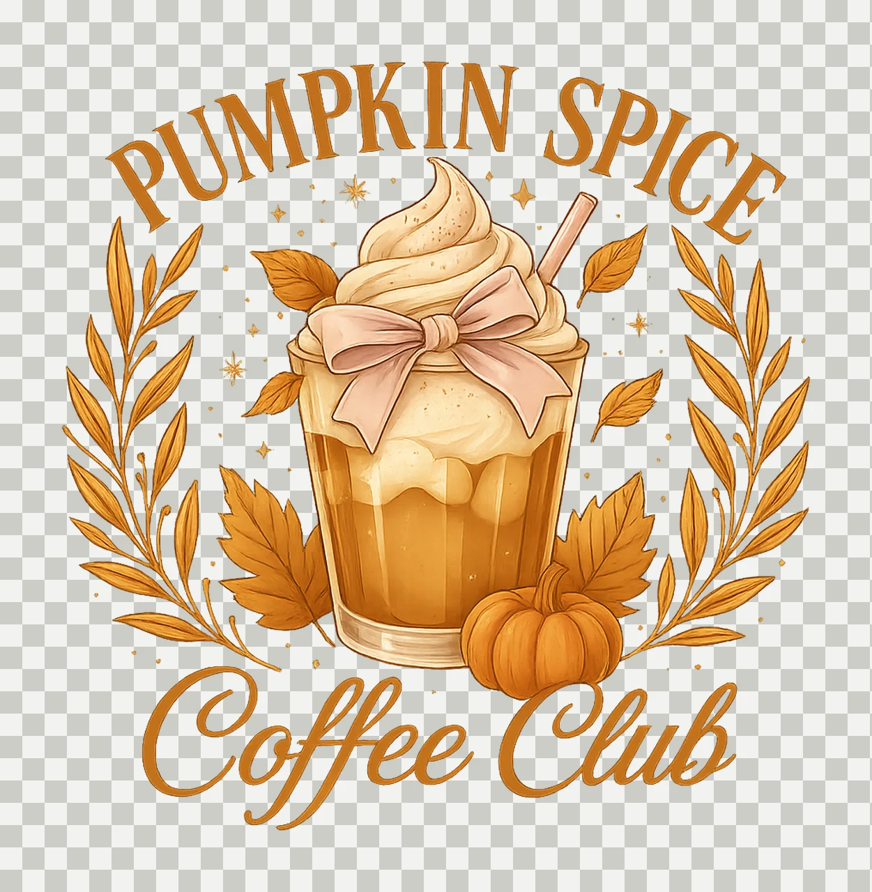 Pumpkin Drink Festive With Glass And Whipped cream ribbon transparency and detail preview thumbnail
