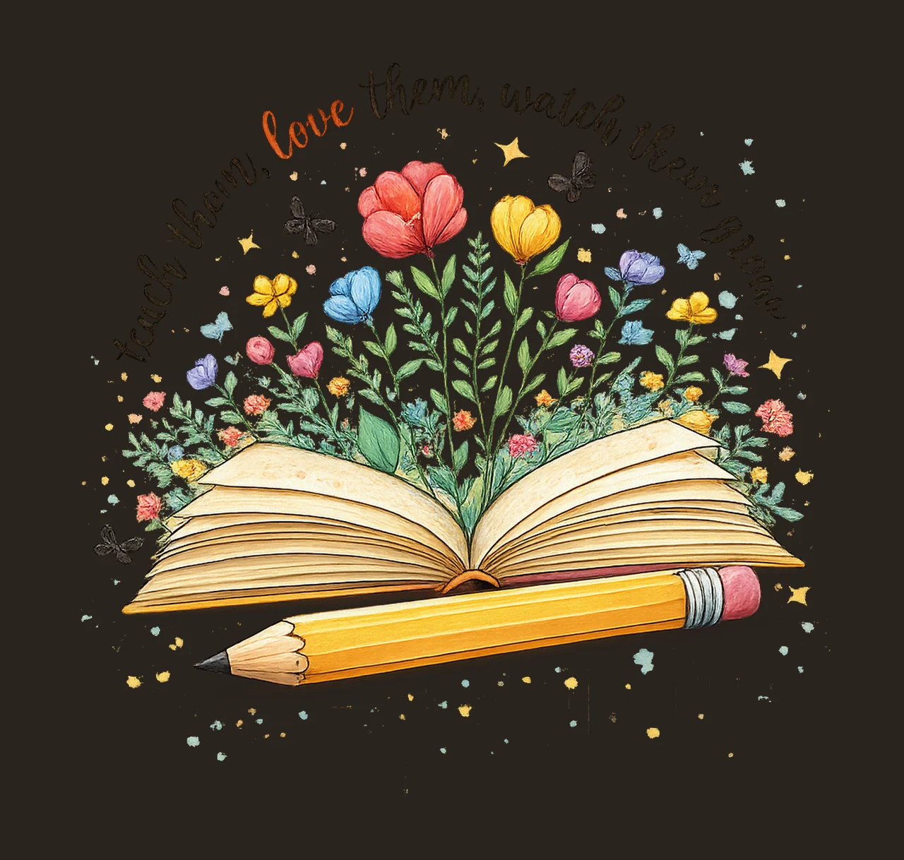 Teacher Appreciation Wildflower Design Sublimation Art contrast preview thumbnail
