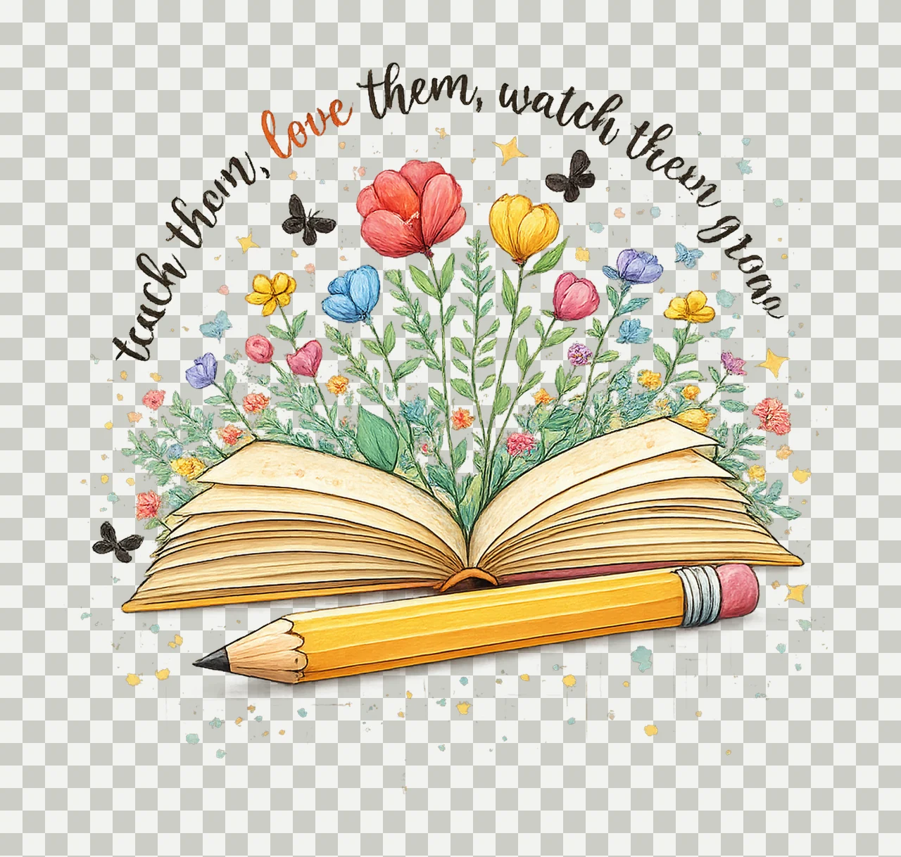 Teacher Appreciation Wildflower Design Sublimation Art transparency and detail preview thumbnail