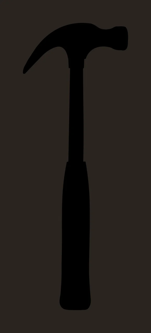 Claw hammer silhouette Illustration with hammer head, handle and grip in black and white contrast preview thumbnail