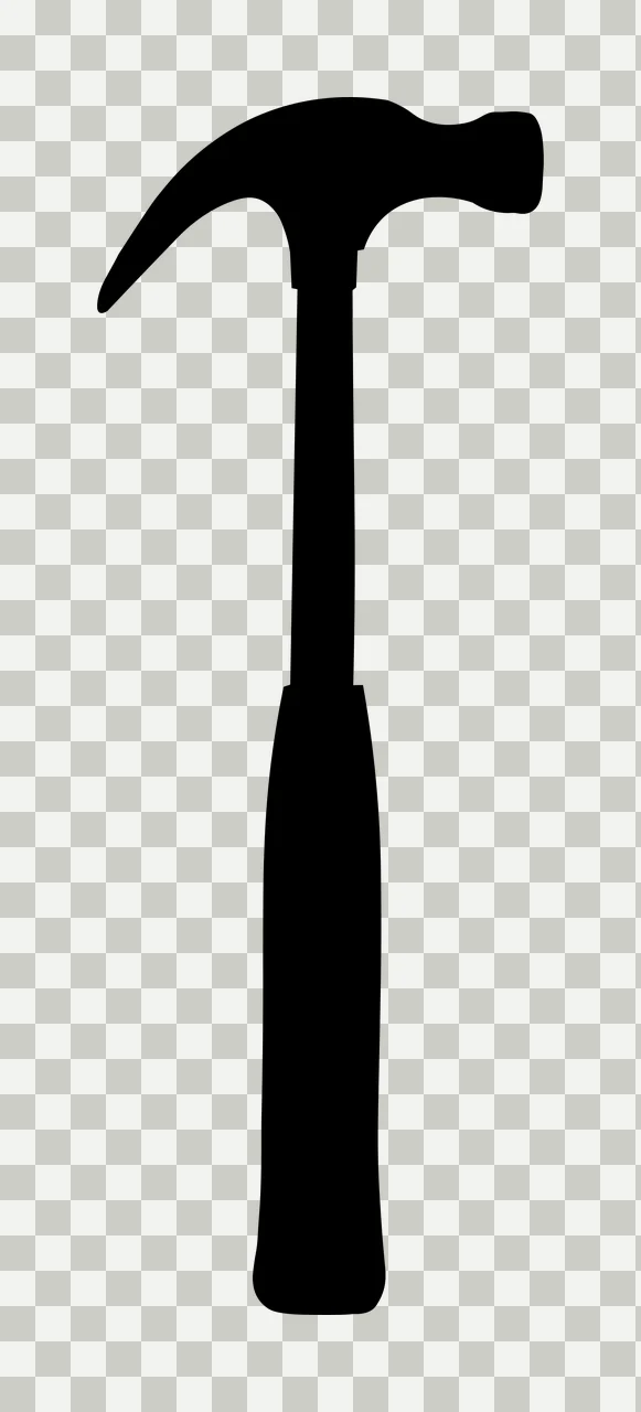 Claw hammer silhouette Illustration with hammer head, handle and grip in black and white transparency and detail preview thumbnail