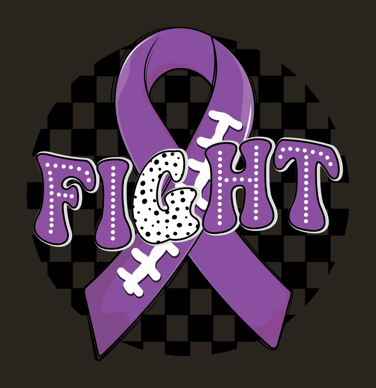 Black Ribbon Shape On Checkerboard dots white awareness pattern contrast preview thumbnail