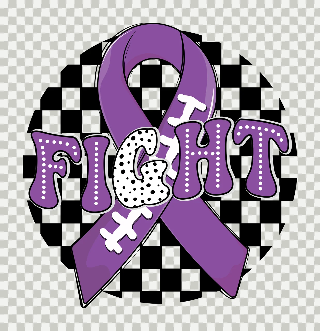 Black Ribbon Shape On Checkerboard dots white awareness pattern transparency and detail preview thumbnail