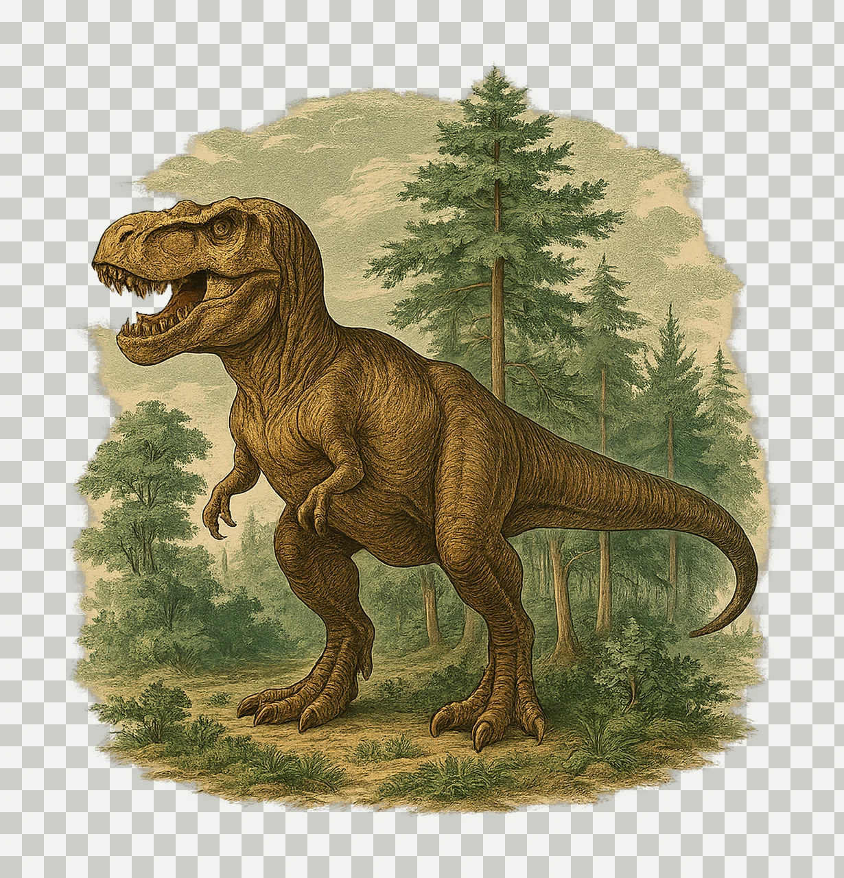 Vintage Rex 90s Style Dinosaur Sublimation Grunge Retro transparency and detail preview thumbnail
