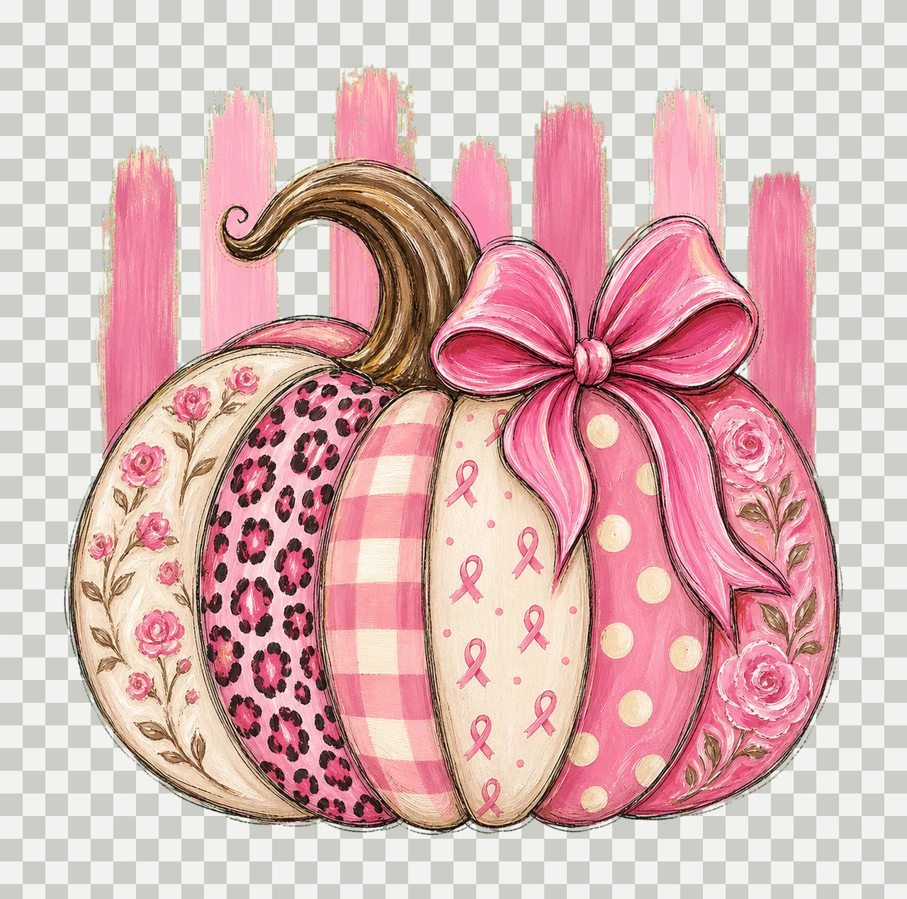 Breast Cancer Pumpkin Coquette Retro Breast Variation B transparency and detail preview thumbnail