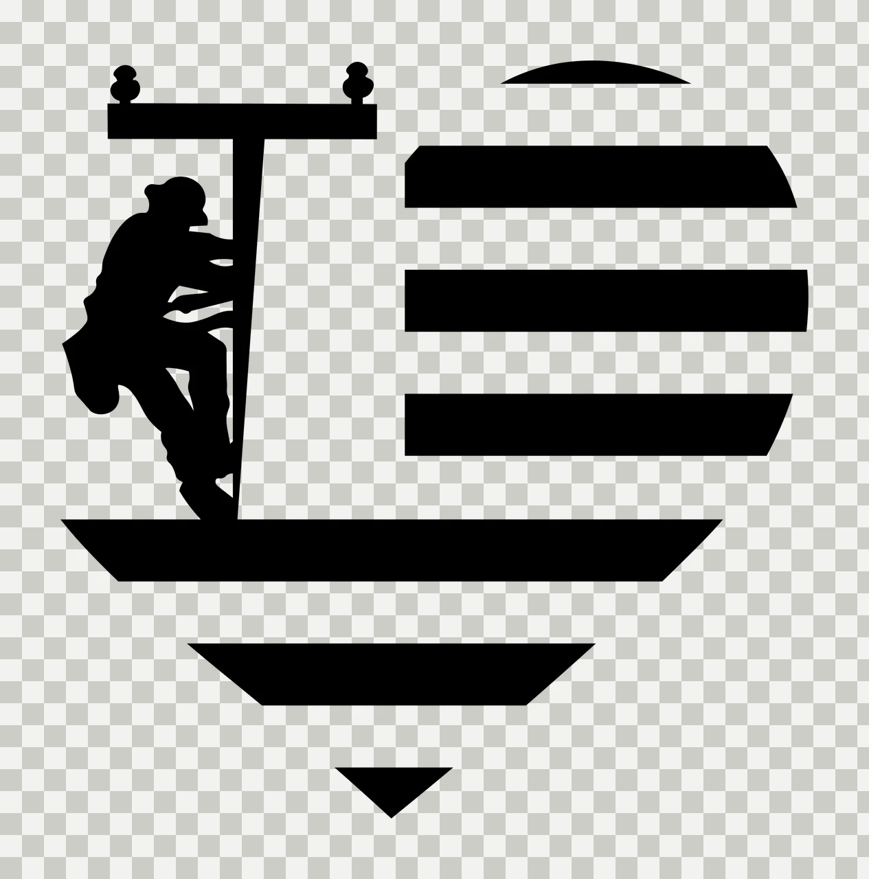 Heart Silhouette Of Person On Utility Pole Within and climbing transparency and detail preview thumbnail