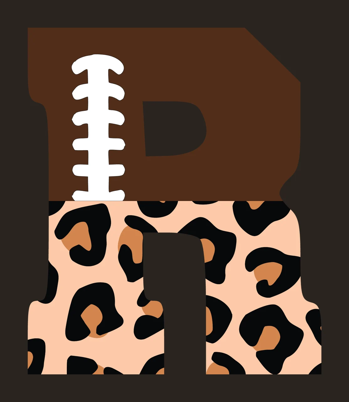Football Font Half Leopard Character 08 american gridiron touchdown contrast preview thumbnail