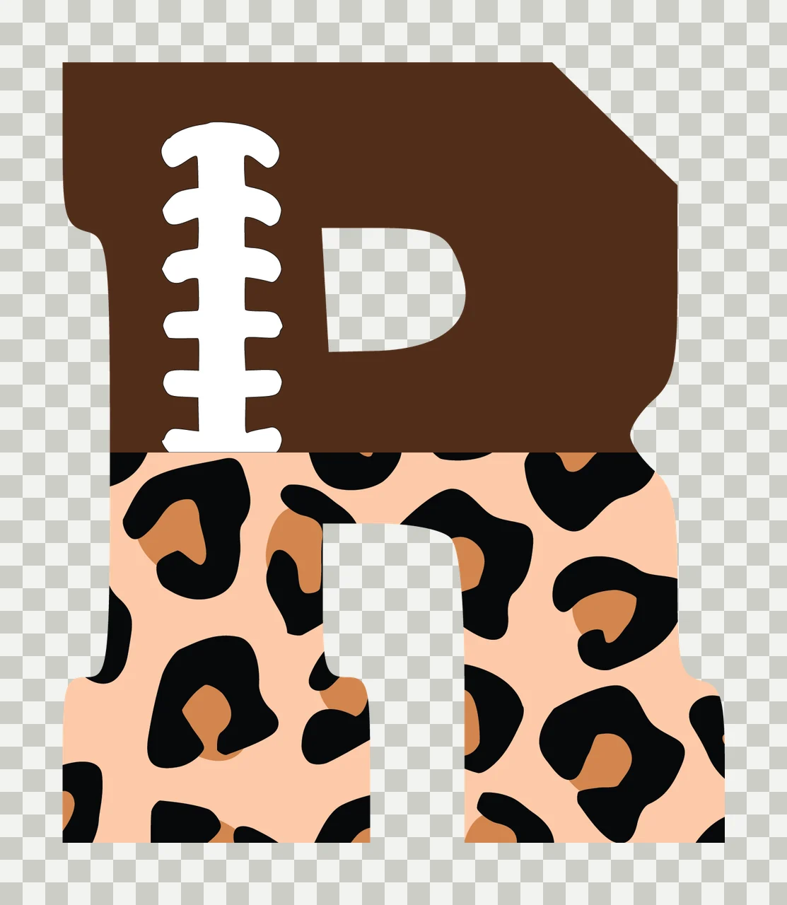 Football Font Half Leopard Character 08 american gridiron touchdown transparency and detail preview thumbnail