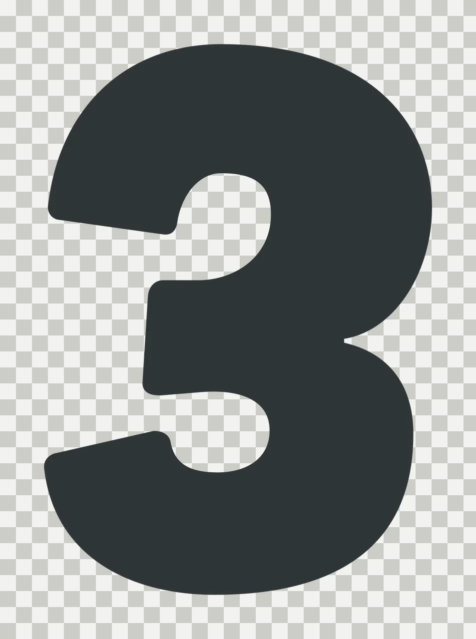 Number 3 Bold Black Sans Serif Three white plain digit symbol transparency and detail preview thumbnail