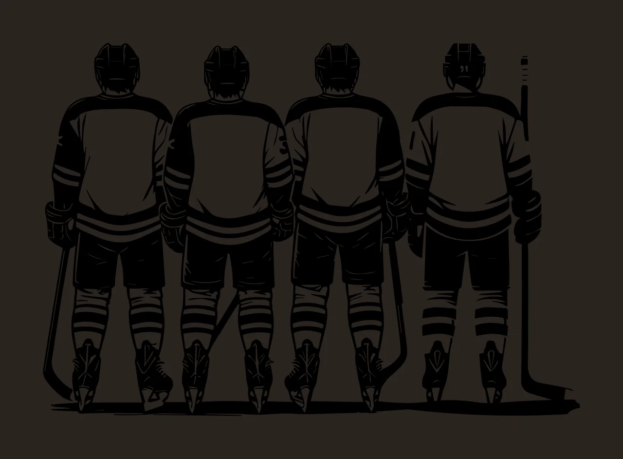 Hockey Player Four Players Standing In Line jerseys shorts contrast preview thumbnail