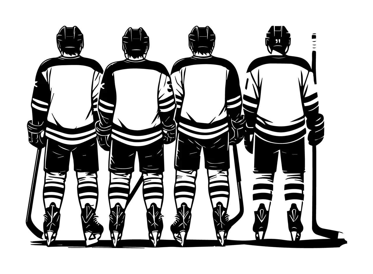Hockey Player Four Players Standing In Line jerseys shorts