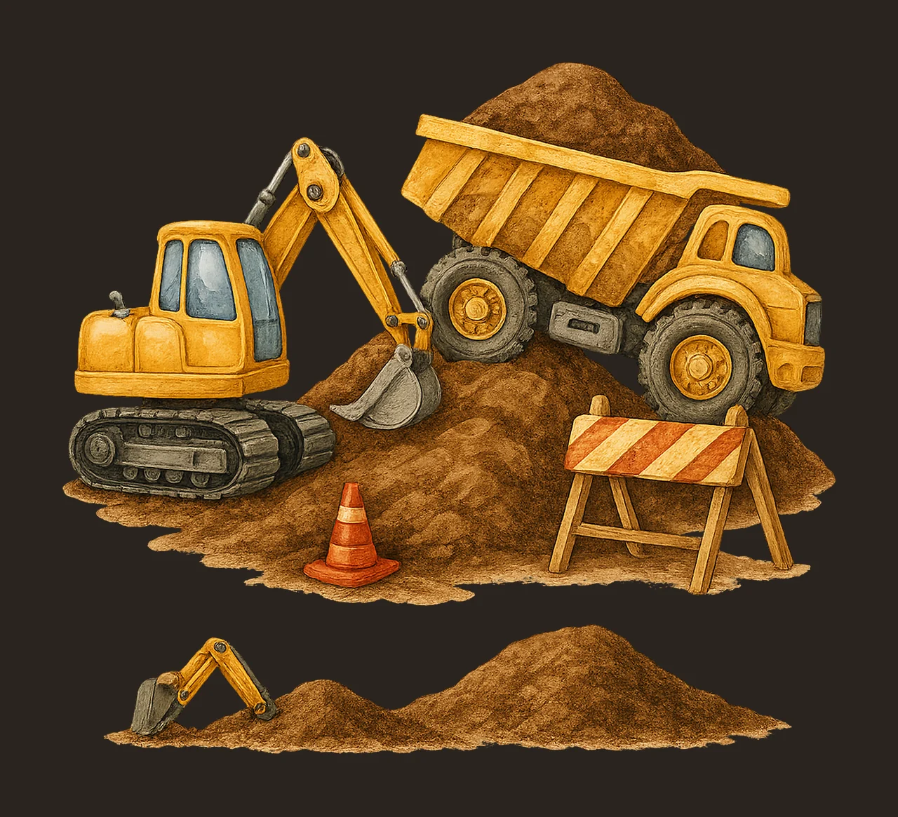Construction Digger Truck Boys Sublimation Design Artwork contrast preview thumbnail