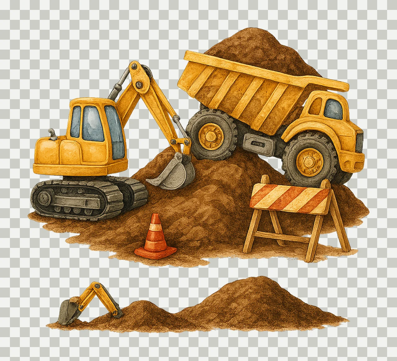 Construction Digger Truck Boys Sublimation Design Artwork transparency and detail preview thumbnail