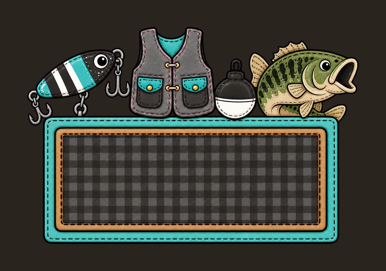 Bass Fishing Cork Hand Drawn Name Patch Applique Variation D contrast preview thumbnail