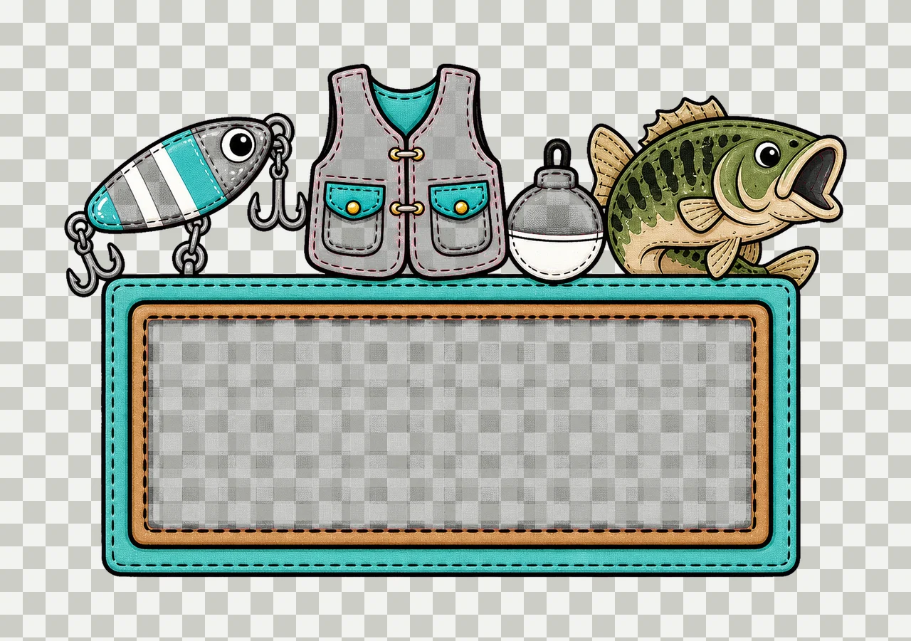 Bass Fishing Cork Hand Drawn Name Patch Applique Variation D transparency and detail preview thumbnail