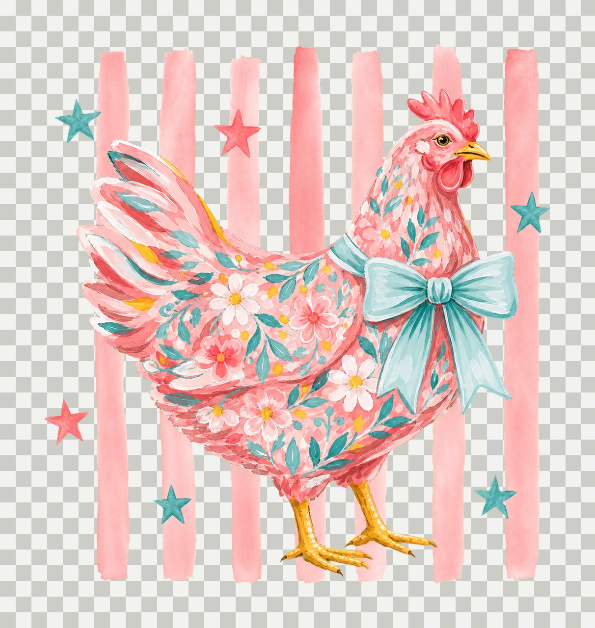 Summer Striped Floral Chicken sublimation Variation B transparency and detail preview thumbnail