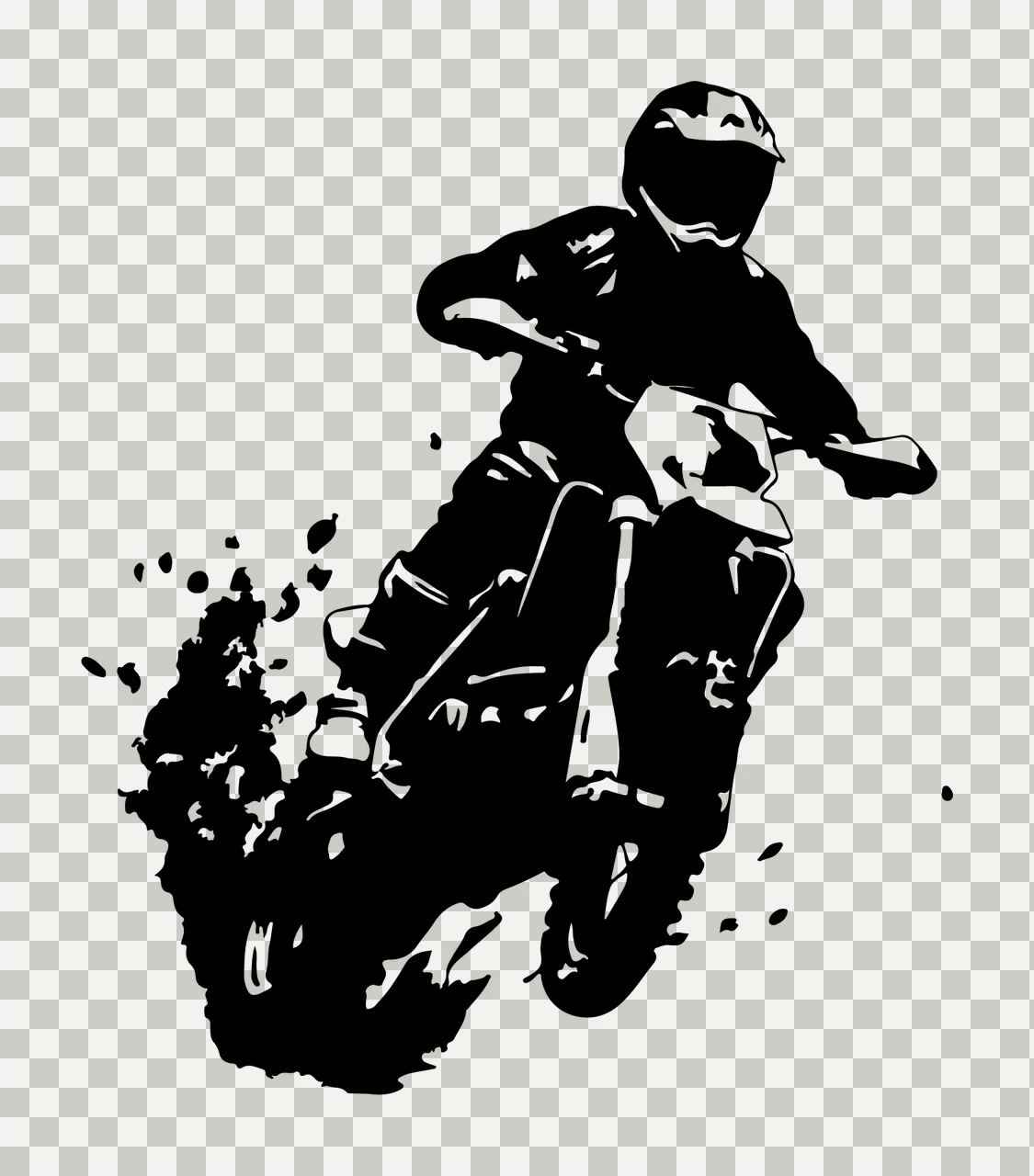 Motorcyclist Jumping With Debris Silhouette motorcycle helmet transparency and detail preview thumbnail