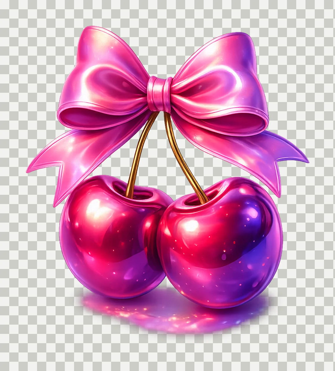 Holographic Cherries Bow Shirt Design Sublimation Art Cherry transparency and detail preview thumbnail