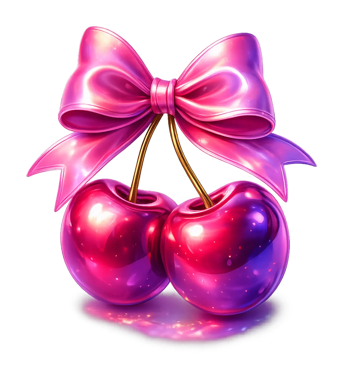 Holographic Cherries Bow Shirt Design Sublimation Art Cherry